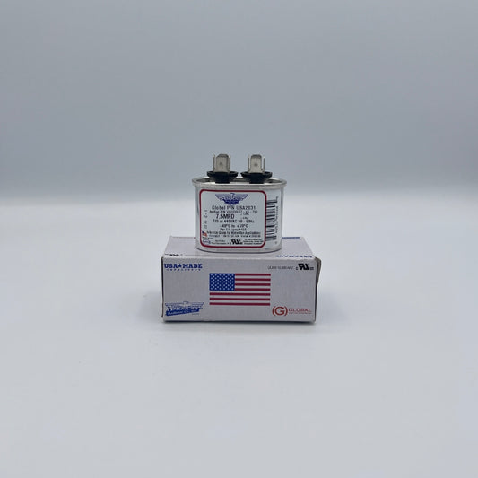 AmRad Oval Run Capacitor 7.5 MFD 370/440 VAC USA2031