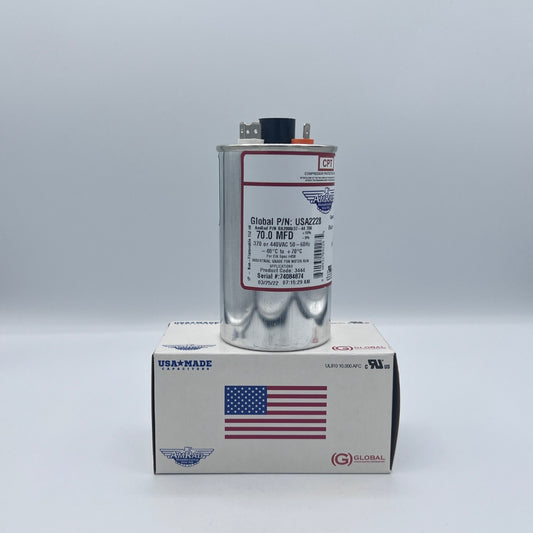 AmRad Round Run Capacitor 70 MFD 370/440 VAC USA2228